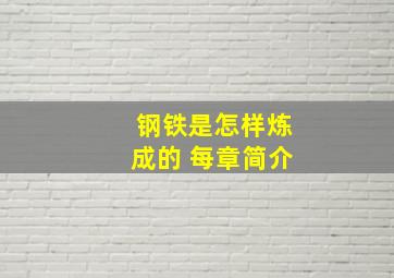 钢铁是怎样炼成的 每章简介